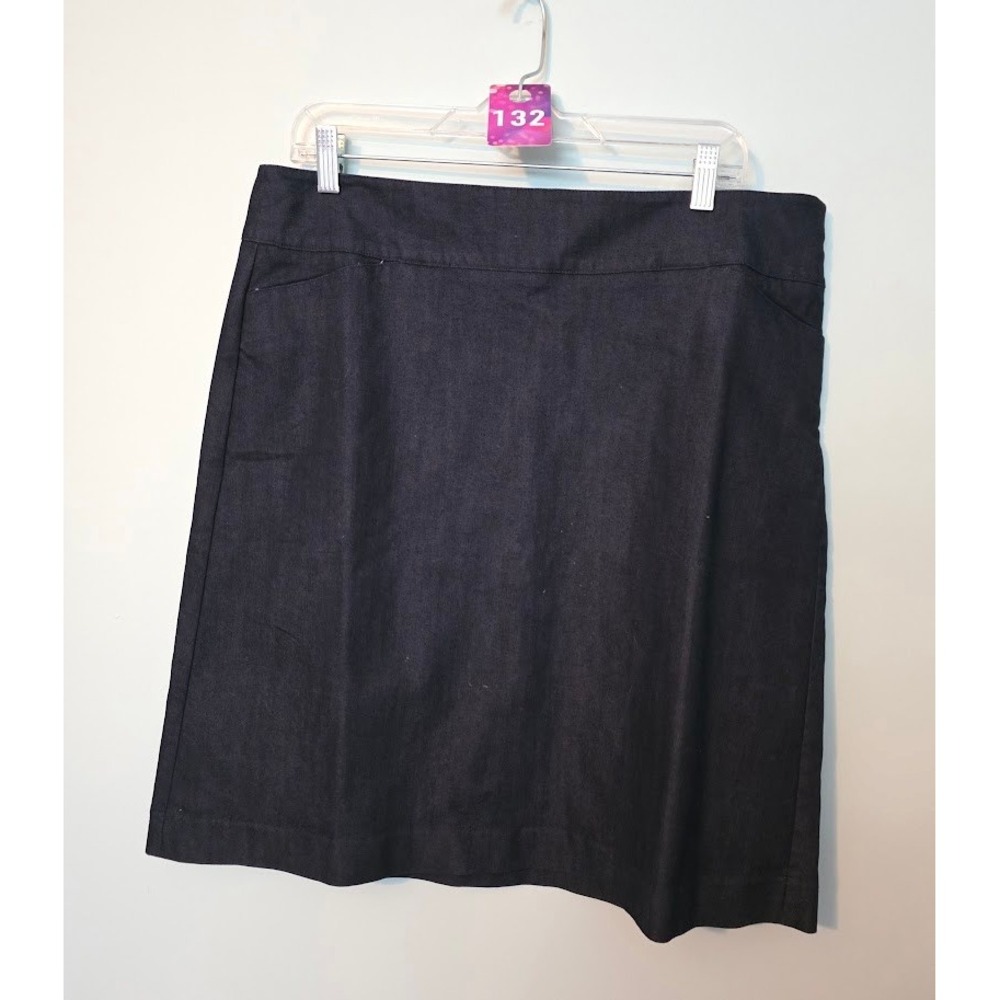 Talbots Womens Skirt Dark Wash Denim Straight Pencil A-Line Office Plus Size 16P